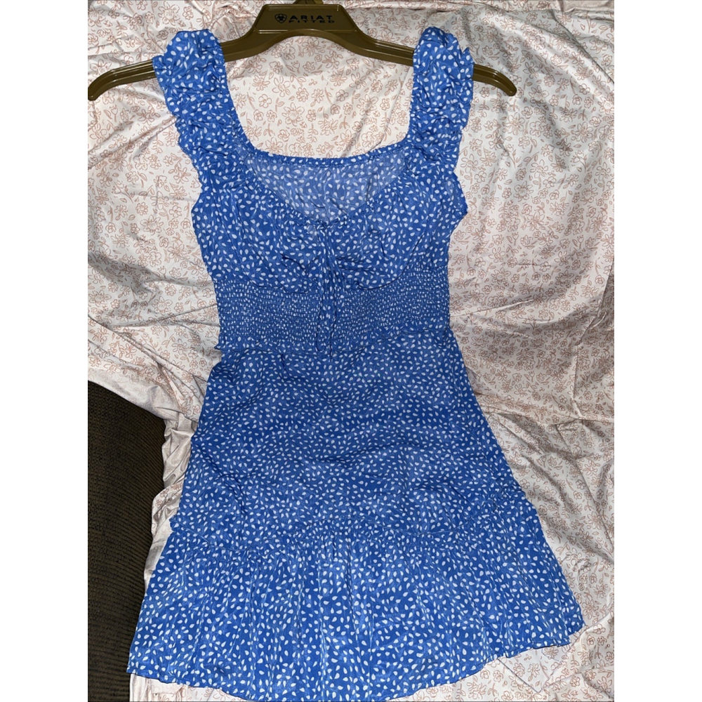 HelloMolly Blue Polda Dot Mini Milkmaid Dress Size S